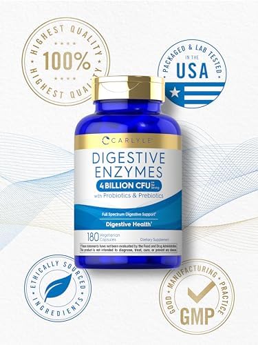 Carlyle Enzimas Digestivas con Probióticos y Prebióticos | 180 Cápsulas | Suplemento Sin OGM y Sin Gluten para Hombres y Mujeres - imagen 6
