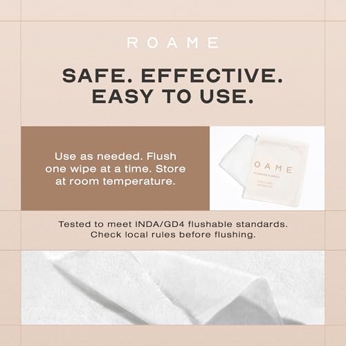 Toallitas Húmedas ROAME Desechables, Seguras para Baño y Séptico, Hipoalergénicas, Sin Fragancia, 99% Agua Purificada con Hamamelis y Aloe Vera, - imagen 4