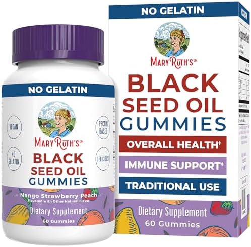 Gomitas de Aceite de Semilla Negra MaryRuth Organics | Suplemento de Aceite de Comino Negro | Apoyo Inmunológico y Cardiovascular | Veganas | Sin - imagen 1