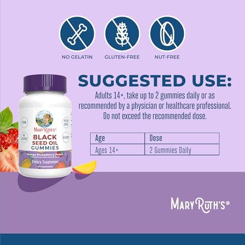 Gomitas de Aceite de Semilla Negra MaryRuth Organics | Suplemento de Aceite de Comino Negro | Apoyo Inmunológico y Cardiovascular | Veganas | Sin - imagen 3
