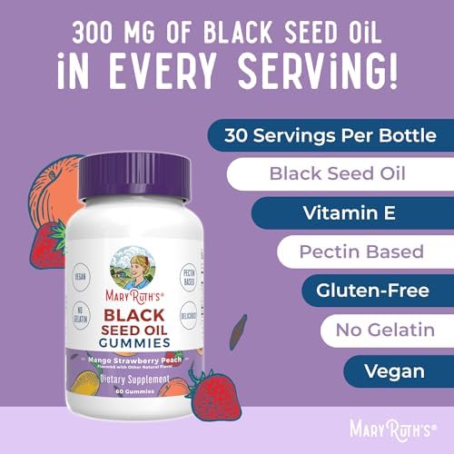 Gomitas de Aceite de Semilla Negra MaryRuth Organics | Suplemento de Aceite de Comino Negro | Apoyo Inmunológico y Cardiovascular | Veganas | Sin - imagen 8