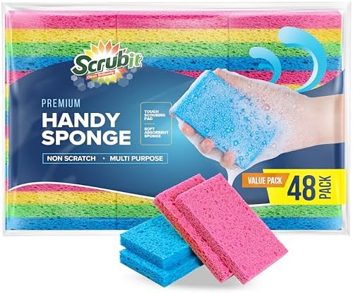 Esponjas de Cocina SCRUBIT 48 Piezas para Limpiar Platos - Esponjas de Limpieza Sin Rayones - Empaque Puede Variar, Esponjas de Celulosa Natural - imagen 1