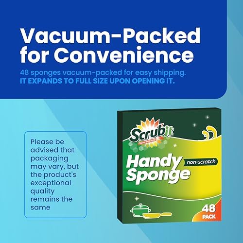 Esponjas de Cocina SCRUBIT 48 Piezas para Limpiar Platos - Esponjas de Limpieza Sin Rayones - Empaque Puede Variar, Esponjas de Celulosa Natural - imagen 2