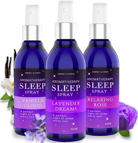 Spray de Almohada para Dormir Profundamente | Alivio del Estrés y la Ansiedad | (Paquete de 3) Lavanda, Vainilla, Rocío de Rosa | por Combat Cleaner - imagen 1
