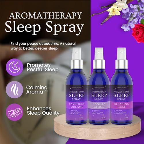 Spray de Almohada para Dormir Profundamente | Alivio del Estrés y la Ansiedad | (Paquete de 3) Lavanda, Vainilla, Rocío de Rosa | por Combat Cleaner - imagen 2