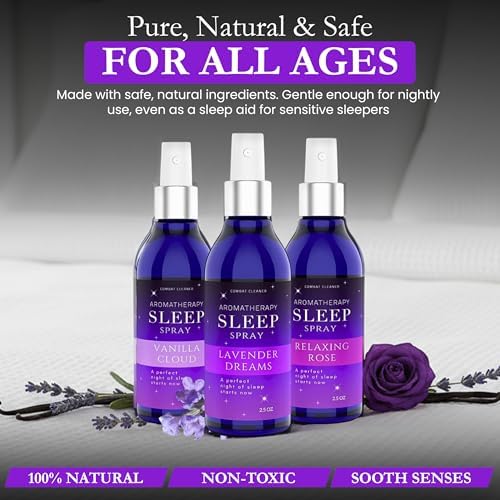 Spray de Almohada para Dormir Profundamente | Alivio del Estrés y la Ansiedad | (Paquete de 3) Lavanda, Vainilla, Rocío de Rosa | por Combat Cleaner - imagen 6