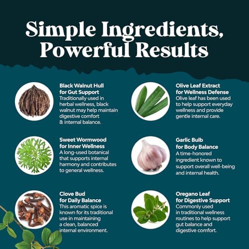Suplemento Herbal PARA-X para la Salud Digestiva - Apoyo Inmunológico con Nogal Negro, Ajenjo y Clavos - Detox Intestinal - 60 Cápsulas - Hecho en - imagen 5