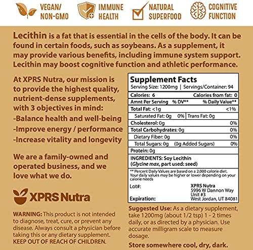 Polvo de Lecitina de Soja XPRS Nutra - Emulsificador Alimentario Grado Comestible - Ideal para Cocinar y Hornear - Vegano (113 g) - imagen 7