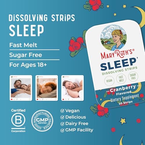 Tiras para Dormir MaryRuth's | L Teanina | Flor de Manzanilla | Melatonina 5mg | Raíz de Valeriana | Vitamina B6 | Sin Azúcar | Sabor a Arándano | - imagen 8