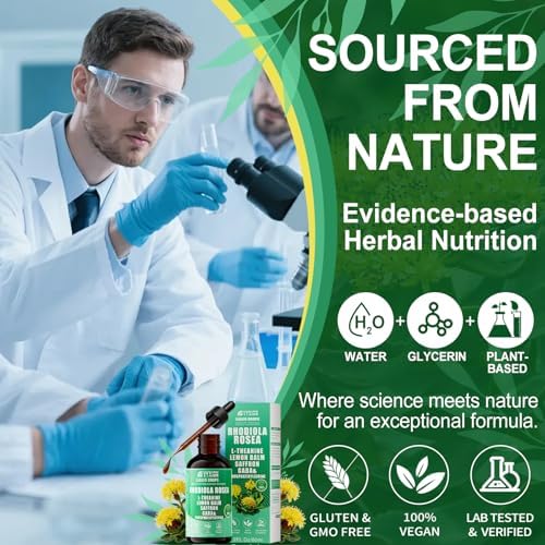 Tintura de Rhodiola Rosea Vyxion, Apoya el Ánimo, la Calma y el Enfoque, Gotas Líquidas de 10 en 1 con Azafrán, GABA y L-Teanina, Vegana, Sin - imagen 6