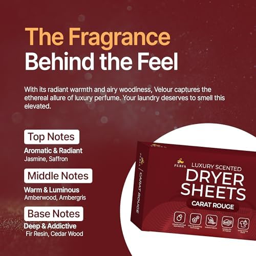 Hojas para Secadora – Aroma Carat Rouge | Hojas de Tela Ultra Suaves con Aceite Esencial | 60 PCS Hojas de Lavado Aromatizadas con Tecnología - imagen 8