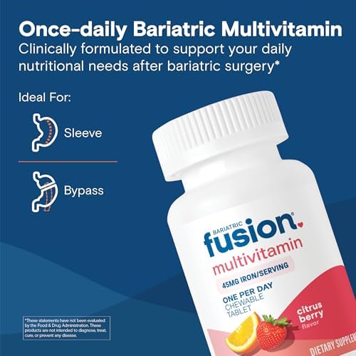 Multivitamínico Bariátrico Fusion One Per Day con Hierro Masticable | Sabor Cítrico y Berry | 30 Tabletas | Para Bypass Gástrico y Gastrectomía en - imagen 2