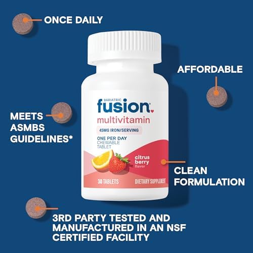 Multivitamínico Bariátrico Fusion One Per Day con Hierro Masticable | Sabor Cítrico y Berry | 30 Tabletas | Para Bypass Gástrico y Gastrectomía en - imagen 3
