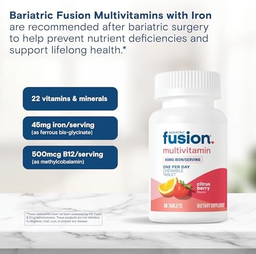 Multivitamínico Bariátrico Fusion One Per Day con Hierro Masticable | Sabor Cítrico y Berry | 30 Tabletas | Para Bypass Gástrico y Gastrectomía en - imagen 5
