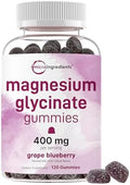 Gomitas de Glicinato de Magnesio 400mg por Porción, 120 Contenido | Sabor Natural de Uva y Arándano | Suplemento para Músculos, Huesos y Ánimo - imagen 1