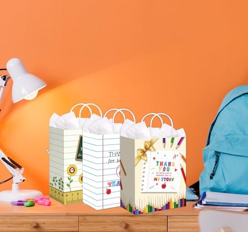 BDDYYI 12 Pzs Bolsas de Agradecimiento para Maestros con Papel de Seda y Asas, Perfectas para Regalos de Fin de Curso y Celebraciones en el Aula - imagen 4