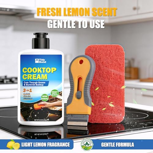 Kit Limpiador y Pulidor para Estufas de Vidrio – Limpiador Pesado con Raspador y Almohadilla, Elimina Comida Quemada, Grasa y Manchas Difíciles, - imagen 5