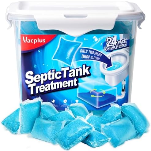 Vacplus Tratamiento para Tanques Sépticos - 24 Paquetes para 2 Años, Enzimas Disolubles y Descartables para Olores y Residuos - imagen 1