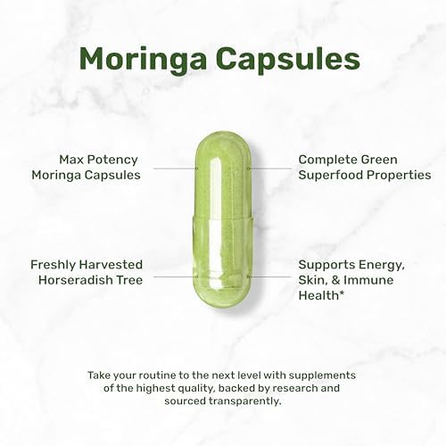 Cápsulas de Moringa 240 Cápsulas – Suministro de 4 Meses – Extracto Puro de Hoja de Moringa de Máxima Potencia – Suplemento Verde Completo para - imagen 3