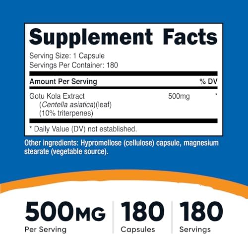 Nutricost Gotu Kola 500 MG, 180 Cápsulas Vegetarianas - Sin Gluten, No OGM - imagen 2