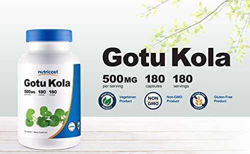 Nutricost Gotu Kola 500 MG, 180 Cápsulas Vegetarianas - Sin Gluten, No OGM - imagen 4