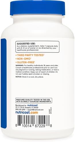 Nutricost Gotu Kola 500 MG, 180 Cápsulas Vegetarianas - Sin Gluten, No OGM - imagen 6