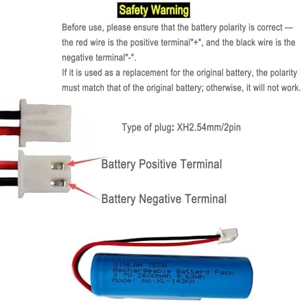 Batería recargable Li-ion XINLANTECH 3.7V 2600mAh 18650 con conector JST XH2.54/2P para electrónica DIY, juguetes, iluminación y dispositivos - imagen 3