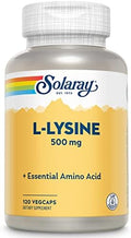 SOLARAY L-Lisina 500mg | Aminoácido | Apoyo Cognitivo, Inmunológico, Digestivo, Huesos, Articulaciones y Piel | 120 VegCaps - imagen 1