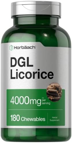 Suplemento de Regaliz DGL Horbäach | 180 Tabletas Masticables | Extracto de Raíz de Regaliz Deglicirrizado | Fórmula No OGM y Vegetariana - imagen 1