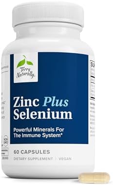 Terry Naturally Zinc Plus Selenio - Suplemento para la Salud Inmunológica y Respiratoria - 60 Cápsulas de Zinc Bisglicinato y Selenio - imagen 1