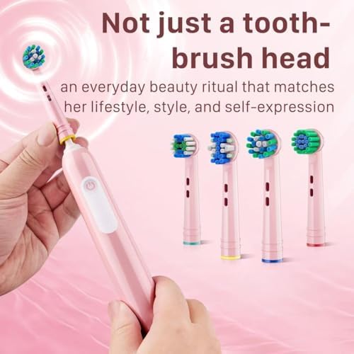 Cabezas de Cepillo de Repuesto para Oral-B Pro 500/1000/1500/2000/3000 - Diseño a Juego Rosa para Mango Pro 1000 Rosa, Cerdas Suaves, Multi-Estilo, - imagen 4