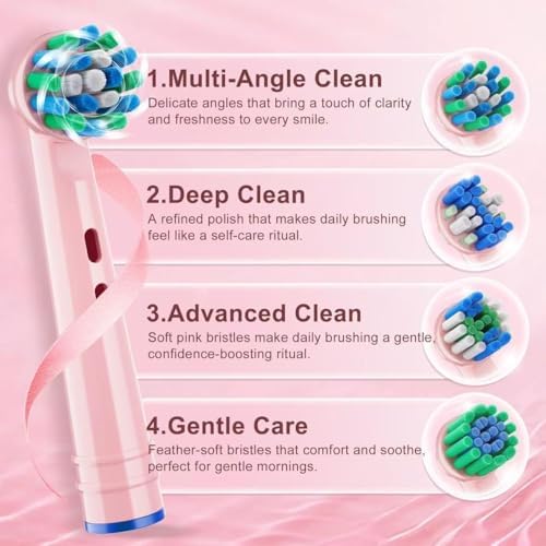 Cabezas de Cepillo de Repuesto para Oral-B Pro 500/1000/1500/2000/3000 - Diseño a Juego Rosa para Mango Pro 1000 Rosa, Cerdas Suaves, Multi-Estilo, - imagen 5