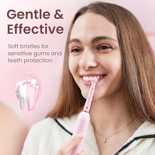 Cabezas de Cepillo de Repuesto para Oral-B Pro 500/1000/1500/2000/3000 - Diseño a Juego Rosa para Mango Pro 1000 Rosa, Cerdas Suaves, Multi-Estilo, - imagen 7