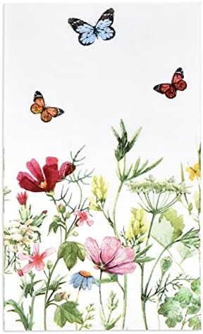 Servilletas Desechables de Papel Floral de Primavera Gift Boutique, Paquete de 100, Mariposas y Flores para Baño y Decoración de Tocador - imagen 1