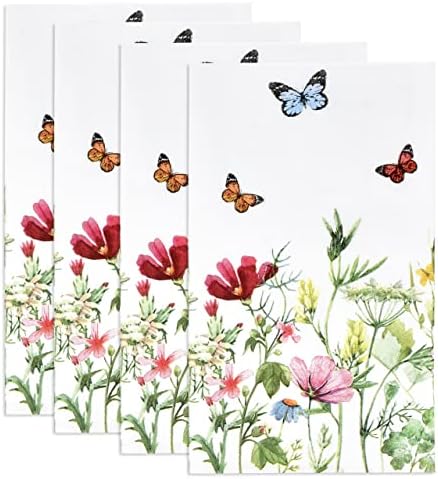 Servilletas Desechables de Papel Floral de Primavera Gift Boutique, Paquete de 100, Mariposas y Flores para Baño y Decoración de Tocador - imagen 5