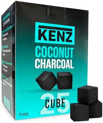 Cubes de Carbón de Coco KENZ 25 mm — 100% Natural, Bajo en Cenizas, 72 piezas - imagen 1