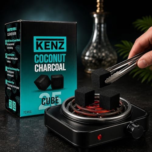 Cubes de Carbón de Coco KENZ 25 mm — 100% Natural, Bajo en Cenizas, 72 piezas - imagen 3