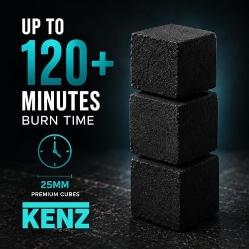 Cubes de Carbón de Coco KENZ 25 mm — 100% Natural, Bajo en Cenizas, 72 piezas - imagen 4