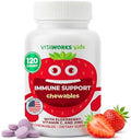 Tabletas Masticables VitaWorks Kids para el Apoyo Inmunológico con Elderberry, Vitamina C y Zinc, Sabor a Frutas Mixtas, Veganas, Sin Gluten, No OMG, - imagen 1