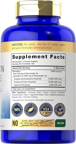 Carlyle Pancreatina Enzimas Digestivas | 250 Tabletas | Con Proteasa, Amilasa y Lipasa | Alta Potencia | Suplemento Sin OGM y Sin Gluten - imagen 2