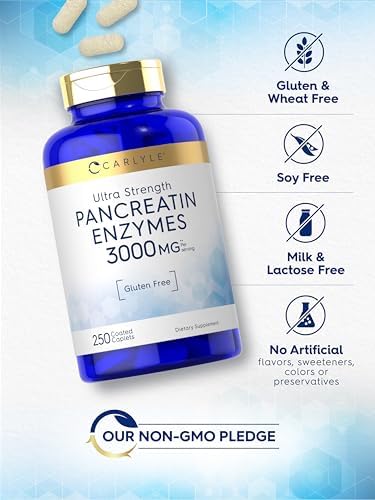 Carlyle Pancreatina Enzimas Digestivas | 250 Tabletas | Con Proteasa, Amilasa y Lipasa | Alta Potencia | Suplemento Sin OGM y Sin Gluten - imagen 4