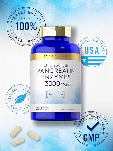 Carlyle Pancreatina Enzimas Digestivas | 250 Tabletas | Con Proteasa, Amilasa y Lipasa | Alta Potencia | Suplemento Sin OGM y Sin Gluten - imagen 5