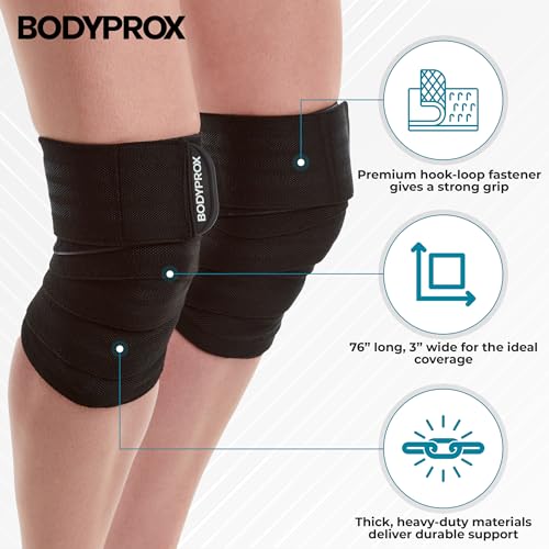 Faja de Rodilla Bodyprox 2 Piezas para Sentadillas, Levantamiento de Pesas, Powerlifting, Prensa de Piernas y Entrenamiento Funcional, Soporte para - imagen 2