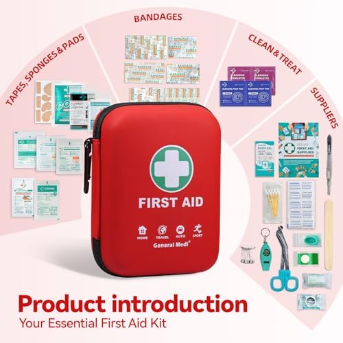 Kit de ros Auxilios General Medi - 170 Piezas, Funda Dura y Ligera - Ideal para Viajes, Hogar, Oficina, Vehículo, Camping y Actividades al Aire Libre - imagen 4