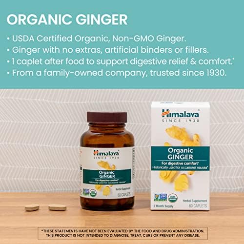 Himalaya Jengibre Orgánico, Suministro para 60 Días - Suplemento Digestivo para Náuseas, Malestar Estomacal y Acidez - Orgánico USDA, Vegano, No GMO, - imagen 3