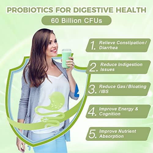 NATURE TARGET Probióticos para Mujeres, Hombres y Niños en Polvo 60 Mil millones CFUs 13 Cepas - Prebióticos y Probióticos para la Salud Digestiva, - imagen 8