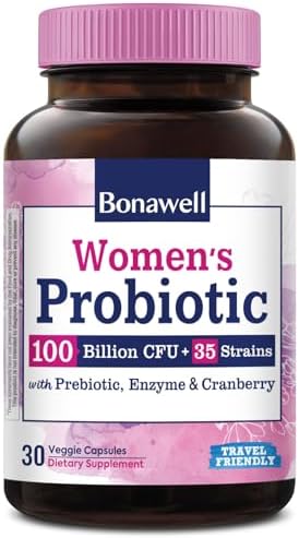 Probioticos Bonawell para Mujeres 100B, con Prebióticos, Enzimas Digestivas, Arándano Orgánico, Estables a Temperatura Ambiente, 30 Cápsulas Veganas - imagen 1
