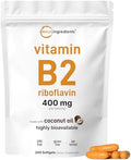 Vitamina B2, Riboflavina 400mg | 240 Softgels con Aceite de Coco | Suplemento Energético Extra Fuerte | Vitaminas B Esenciales para Hombres y Mujeres - imagen 1