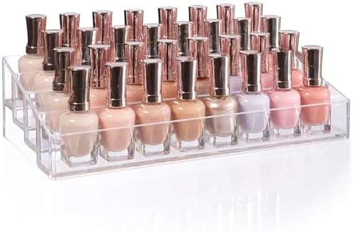 Soporte de Botellas de Esmalte de Uñas STORi | Organizador Rectangular de Plástico Transparente para hasta 40 Botellas, Estante de 4 Niveles para - imagen 1