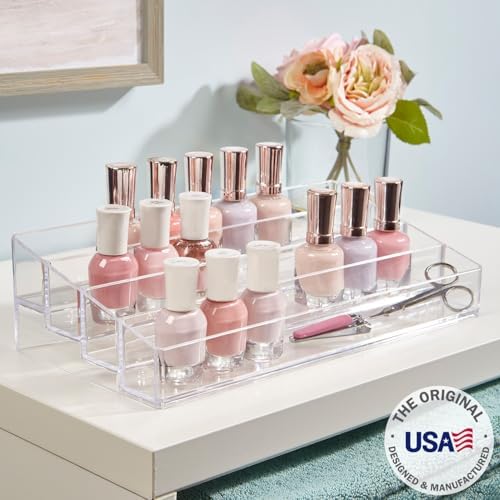 Soporte de Botellas de Esmalte de Uñas STORi | Organizador Rectangular de Plástico Transparente para hasta 40 Botellas, Estante de 4 Niveles para - imagen 2